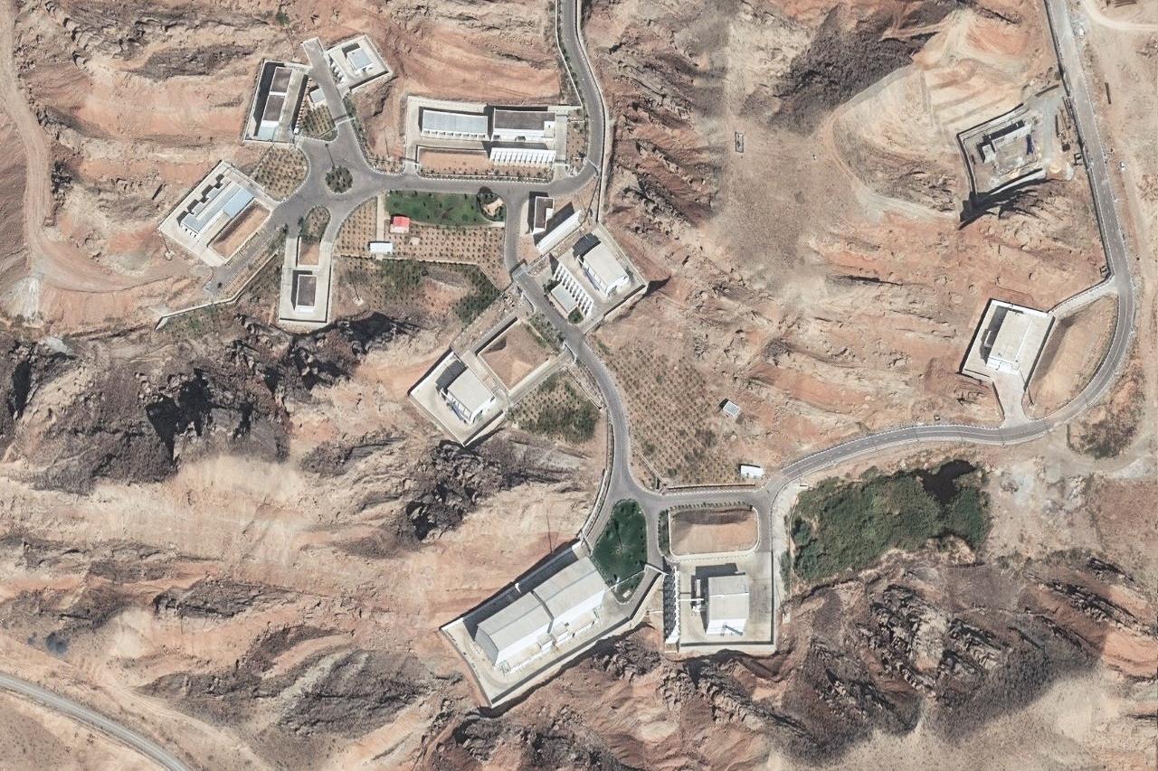 A satellite image shows the Parchin military complex before it was hit in a strike in October, 2024, in Iran