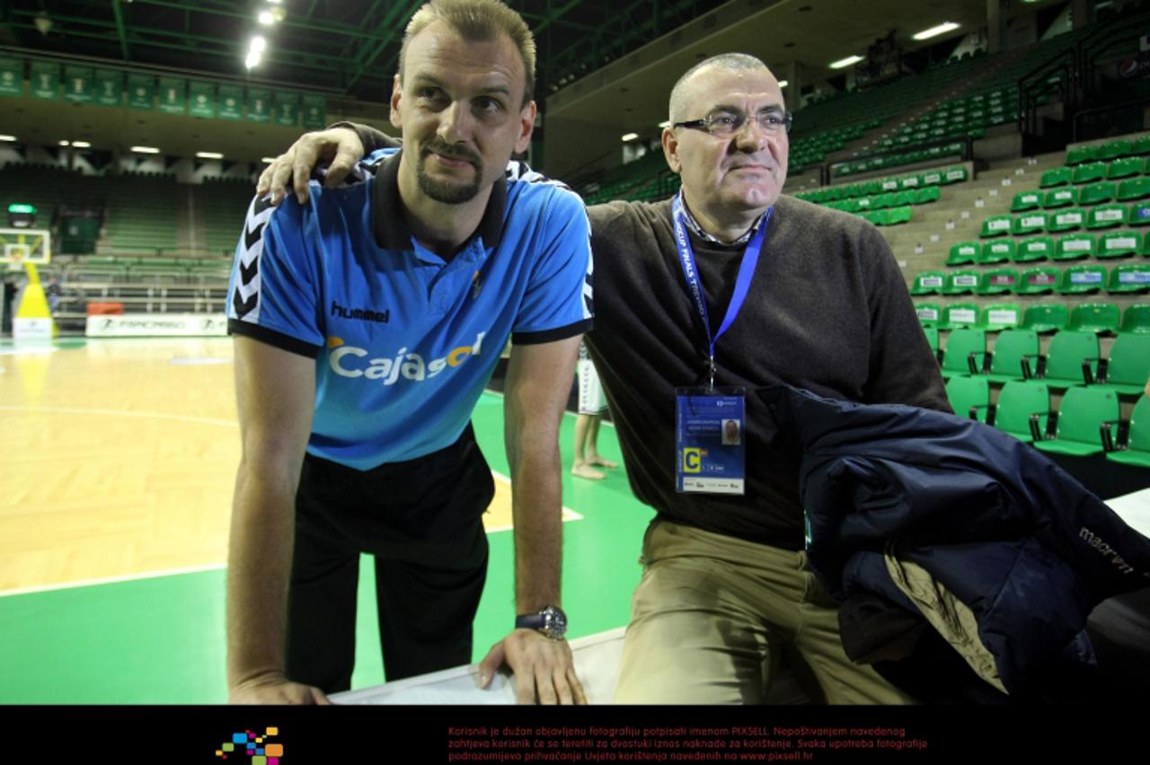 '15.04.2011., Dvorana Palaverde Arena, Treviso, Italija - Kosarkaski Euro Cup, Final Four. Trening kosarkaskog kluba Cajasola. Zan Tabak, Jasmin Repesa. Photo: Sanjin Strukic/PIXSELL'