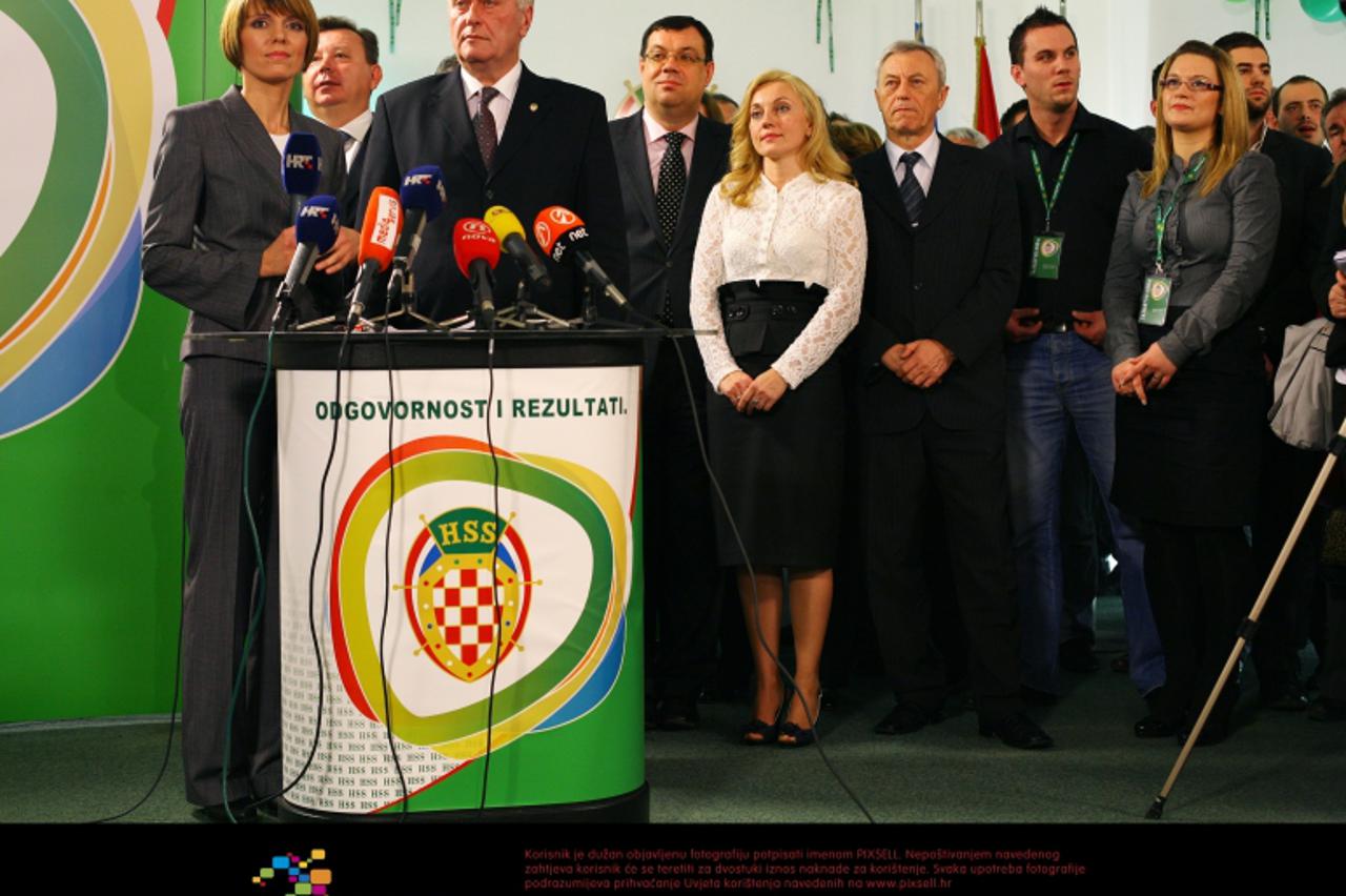 '04.12.2011., Zvonimirova 17, Zagreb - Celnici HSS-a nakon objave rezultata parlamentarnih izbora. Photo: Tomislav Miletic/PIXSELL'
