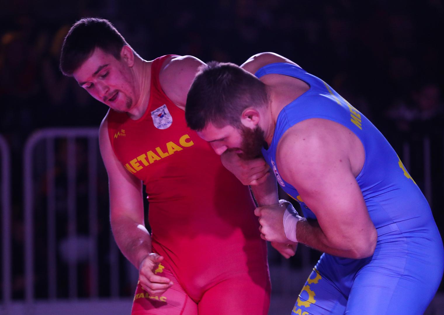 14.01.2023., Sesvetski Kraljevec, dvorana Iver - Prvenstvo Hrvatske u hrvanju grcko-rimskim nacinom. Marko Milanovic, sin predsjednika RH Zorana Milanovica osvojio je drugo mjesto na prvenstvu Hvatske u hrvanju. U finalu do 130kg pobijedio ga je Marko Koscevic Photo: Zeljko Hladika/PIXSELL