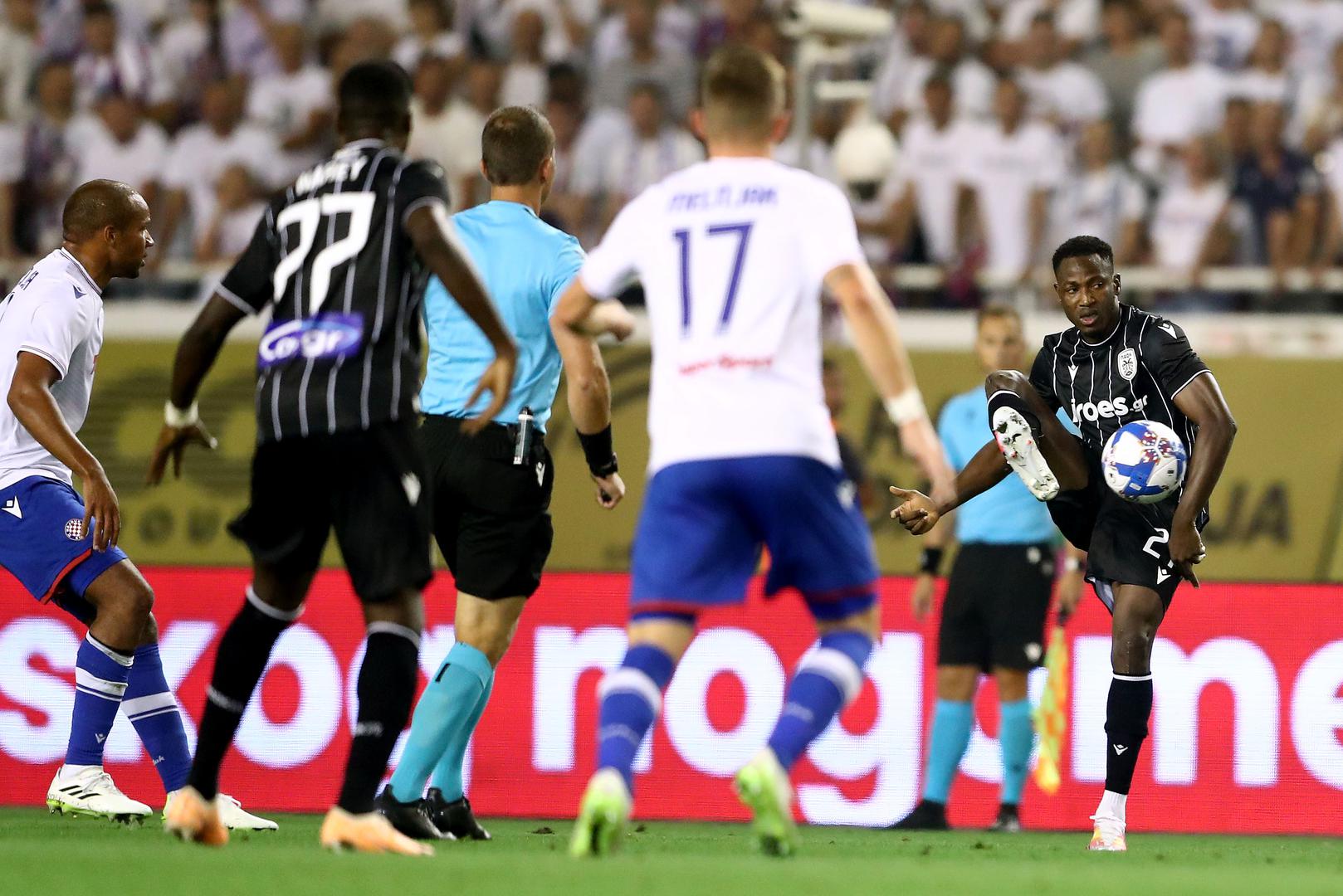 10.08.2023., stadion Poljud, Split - Prva utakmica 3. pretkola UEFA Konferencijske lige, HNK Hajduk - PAOK.  Abdul Rahman Baba Photo: Matija Habljak/PIXSELL
