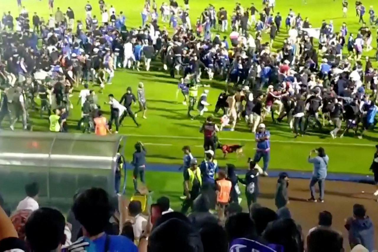 Riot breaks out after football match between Arema vs Persebaya in Malang