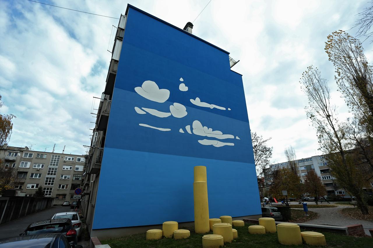 Zagreb: Obnovljen Bernardijev mural Plavo nebo s oblacima