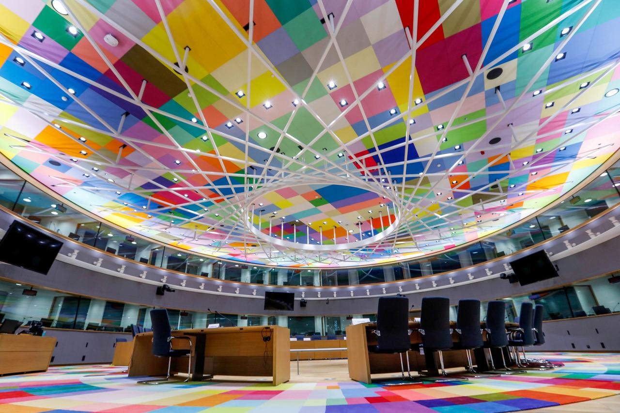 FILE PHOTO: A view shows a meeting room in Europa, the new European Council building in Brussels