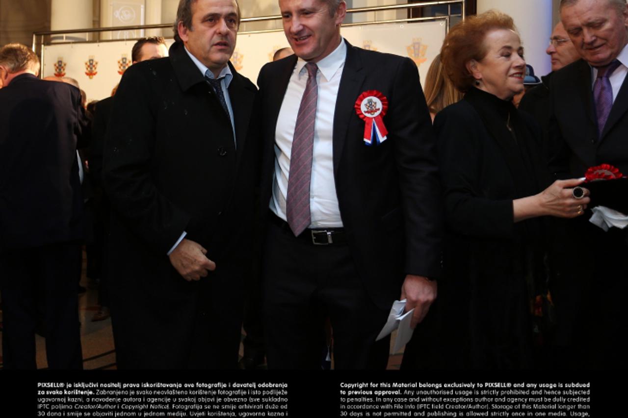 '04.12.2012., Zagreb - Svecana akademija u Hrvatskom narodnom kazalistu povodom proslave 100. godisnjice Hrvatskog nogometnog saveza. Michel Platini, Davor Suker. Photo: Sanjin Strukic/PIXSELL'