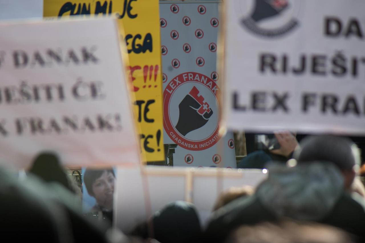 Zagreb:  Prosvjed inicijative Lex Franak zbog sporog rješavanja problema kredita u francima