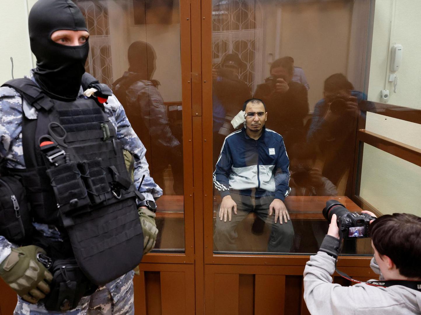Saidakrami Murodali Rachabalizoda, a suspect in the shooting attack at the Crocus City Hall concert venue, sits inside behind a glass wall of an enclosure for defendants at the Basmanny district court in Moscow, Russia March 24, 2024. REUTERS/Shamil Zhumatov Photo: SHAMIL ZHUMATOV/REUTERS