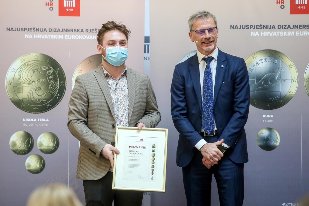 Zagreb: Boris Vujčić dodijelio nagrade autorima najuspješnijih dizajnerskih rješenja hrvatskih eurokovanica