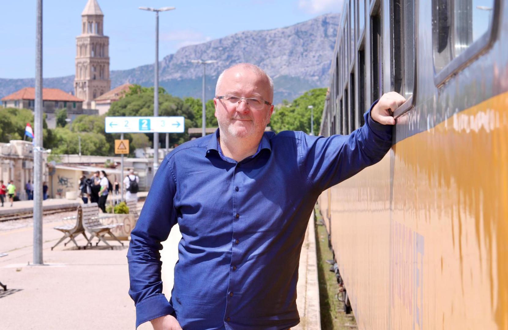 29.05.2021., Split - U suradnji s ceskim prijevoznikom RegioJetom na zeljeznicki kolodvor stigao je prvi vlak s ceskim, slovackim i madjarskim turistima. Program putovanja i boravak u Splitsko-dalmatinskoj zupaniji pripremljen je za 30 predstavnika vodecih ceskih, slovackih i madjarskih medija. Vlasnik Regio Jeta Radim Jancura Photo: Ivo Cagalj/PIXSELL