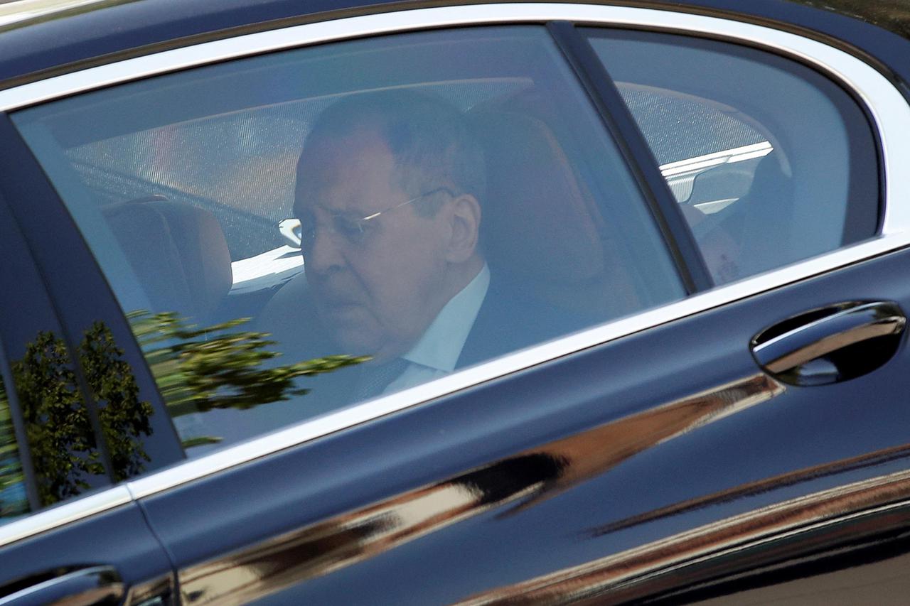 Russian Foreign Minister Sergei Lavrov leaves after meeting with his Indian counterpart Subrahmanyam Jaishankar at Hyderabad House in New Delhi