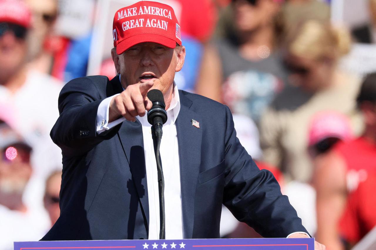 Former U.S. President and Republican presidential candidate Donald Trump holds a campaign event in Chesapeake