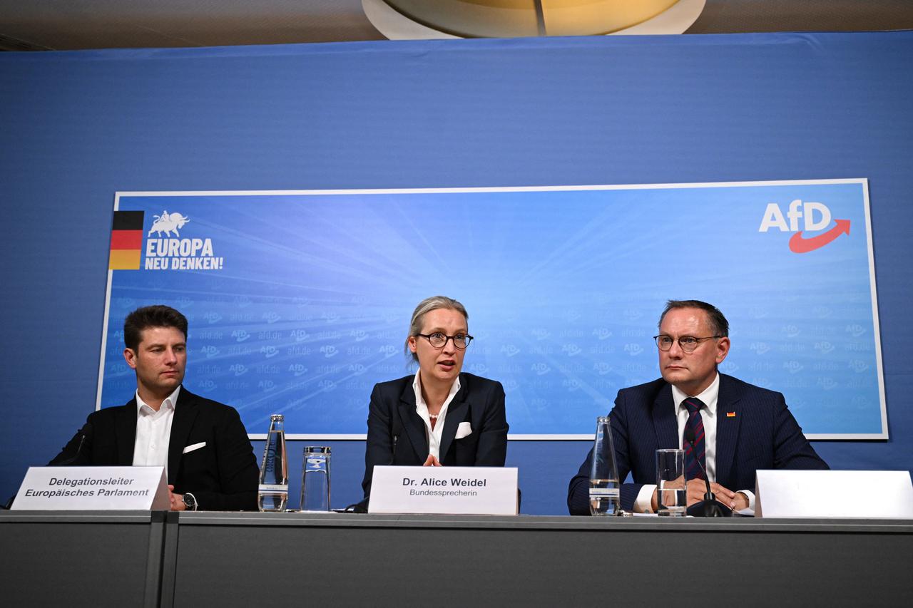 AfD leaders hold a press conference after EU election results, in Berlin