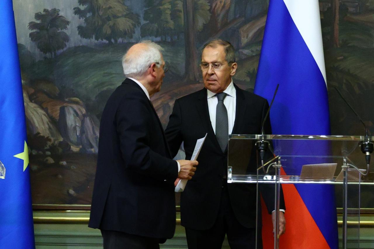 Russia's Foreign Minister Lavrov and EU foreign policy chief Borrell attend a news conference in Moscow