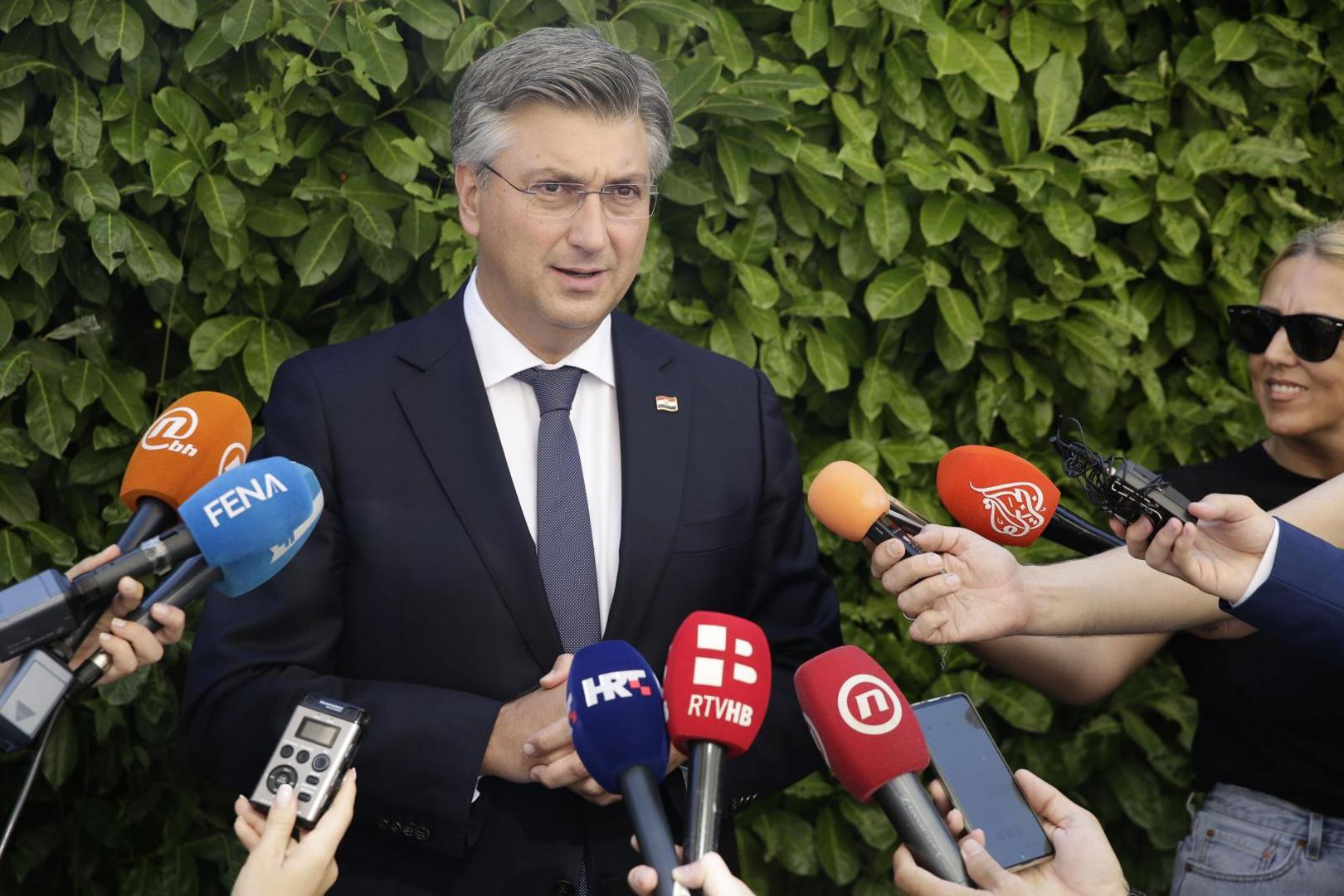 14.09.2020., Mostar - Sastanak Andreja Plenkovica s  biskupima mons. Ratkom Pericem i mons. Petrom Palicem  Photo: Denis Kapetanovic /PIXSELL