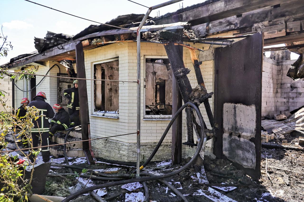 Aftermath of Russian Attack With Drones - Ukraine