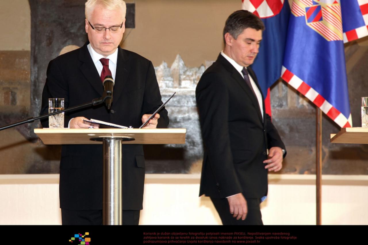 '14.12.2011., Zagreb - Predsjednik RH Ivo Josipovic primio je danas celnike Kukuriku koalicije (SDP, HNS, IDS i HSU) te je na temelju konacnih sluzbenih rezultata izbora za 7. saziv Sabora povjerio ma