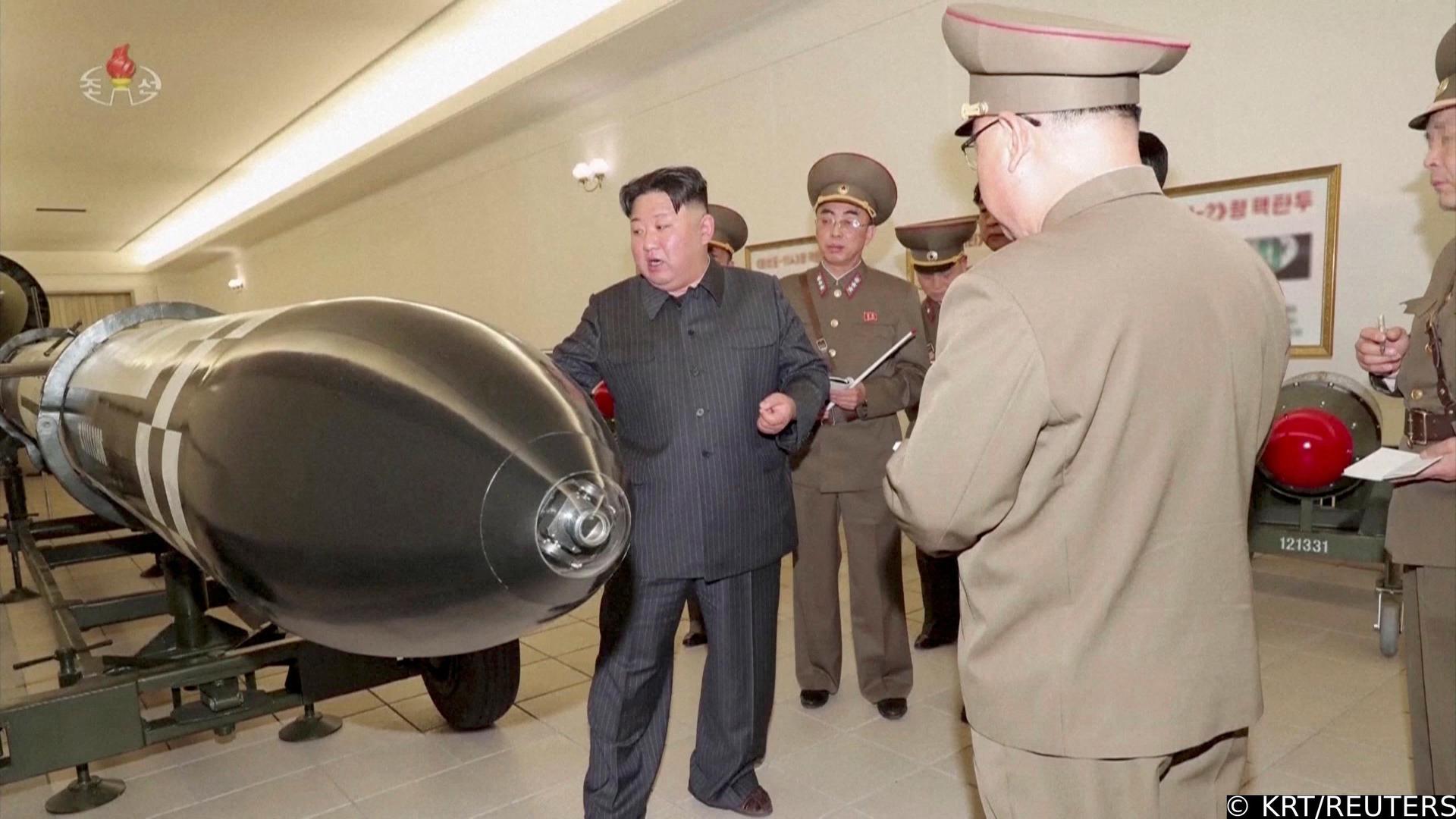 A screen grab shows North Korean leader Kim Jong Un inspecting nuclear warheads at an undisclosed location in this undated still image used in a video.  KRT/via Reuters TV/Handout via REUTERS   THIS IMAGE HAS BEEN SUPPLIED BY A THIRD PARTY. NORTH KOREA OUT. NO COMMERCIAL OR EDITORIAL SALES IN NORTH KOREA Photo: KRT/REUTERS