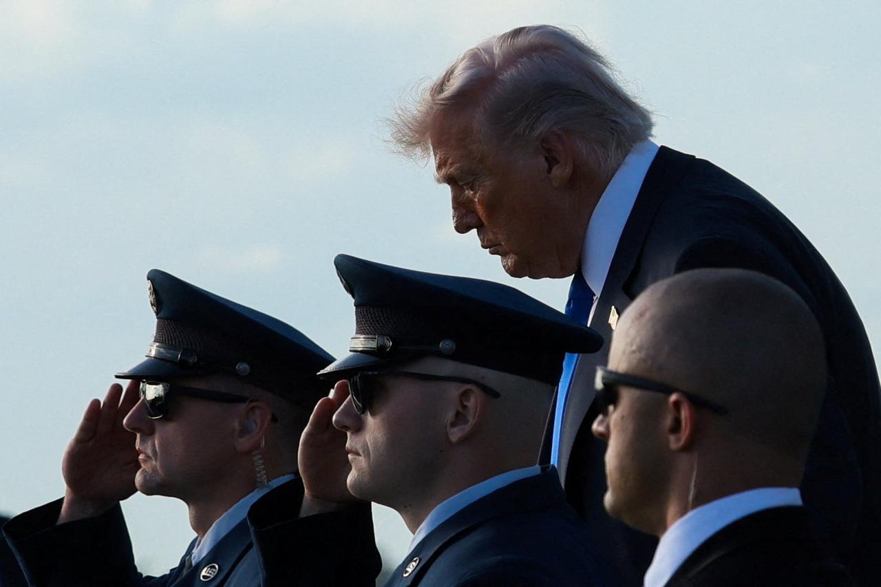 U.S. President Donald Trump arrives at Palm Beach International Airport in West Palm Beach