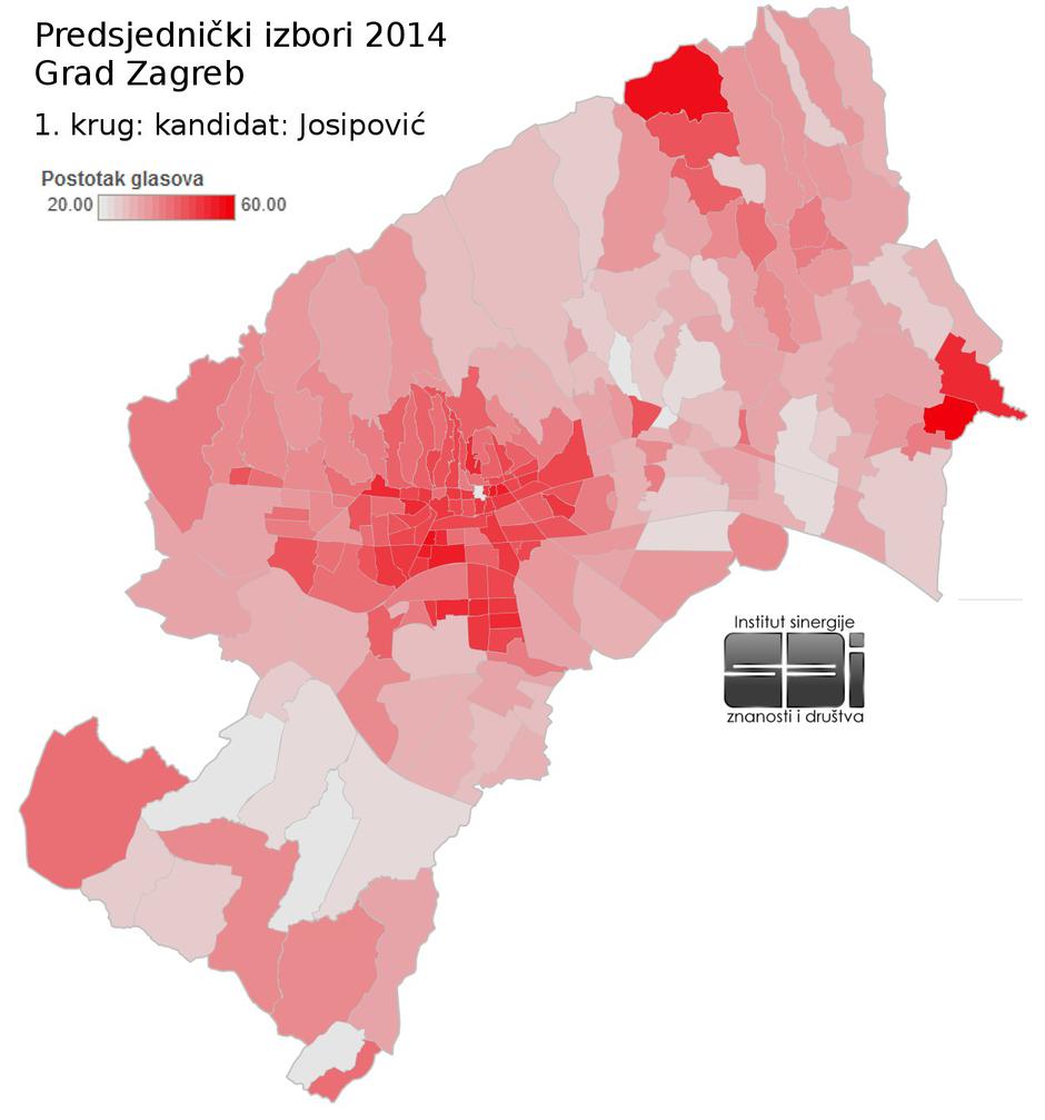 izborni rezultati, mapa Zagreba