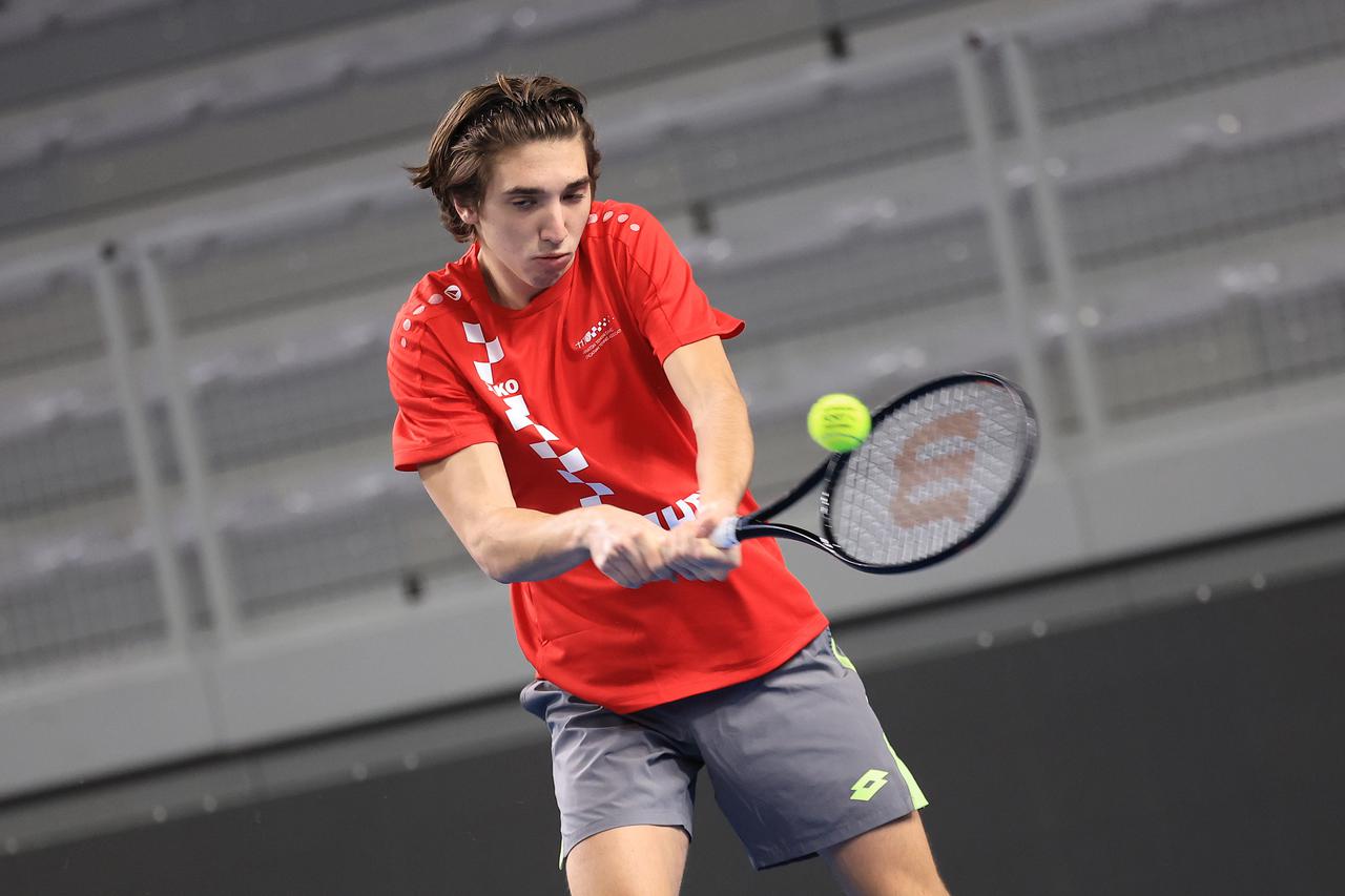 Varaždin: Trening tenisača uoči susreta na Davis Cupu između Hrvatske i Danske