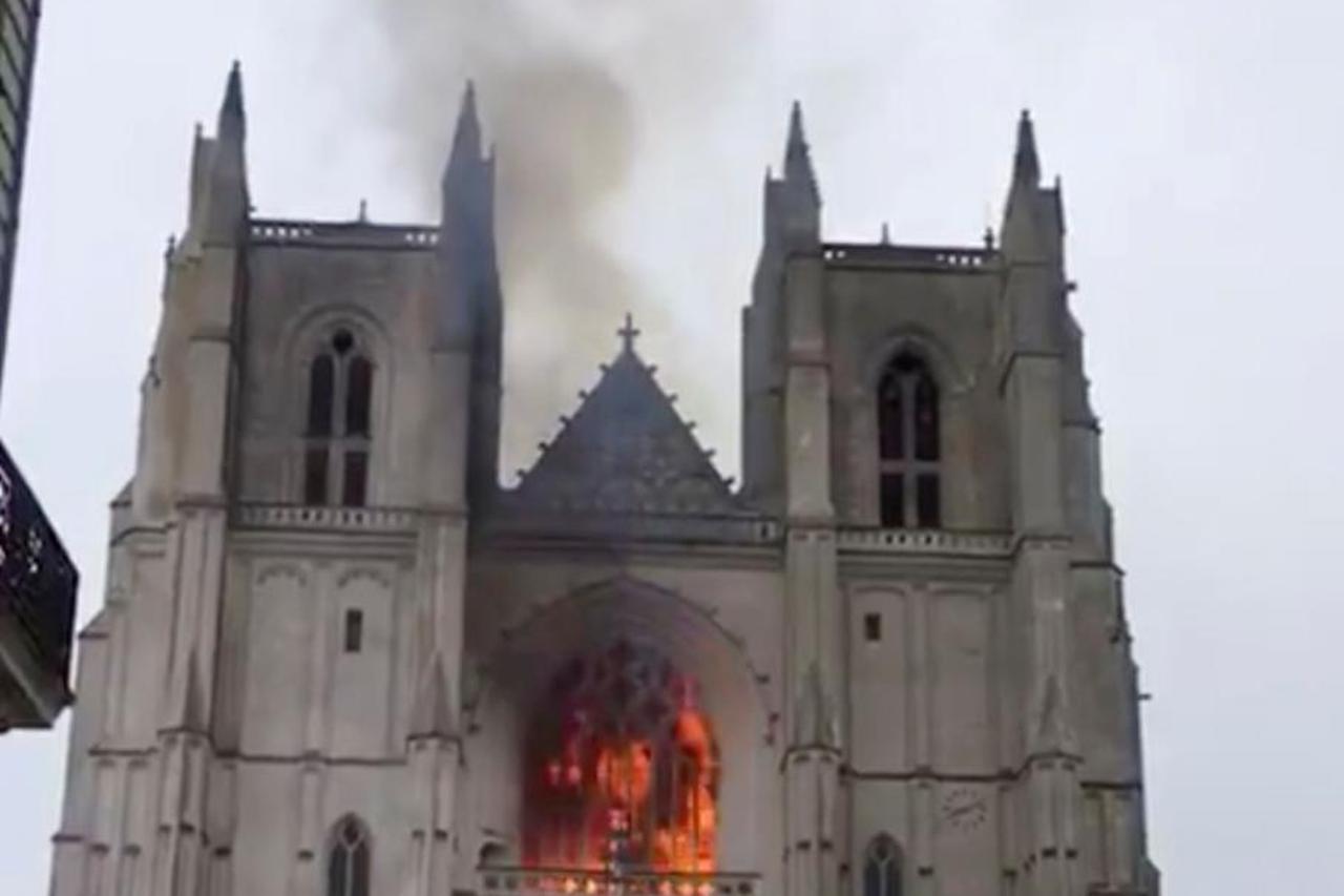 FILE PHOTO: Fire at the Cathedral of Saint Pierre and Saint Paul in Nantes