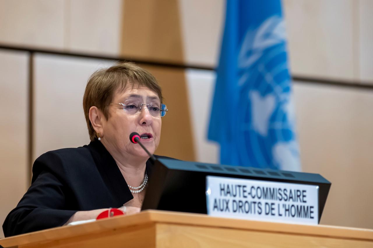 FILE PHOTO: Michelle Bachelet speaks at a session of the Human Rights Council in Geneva