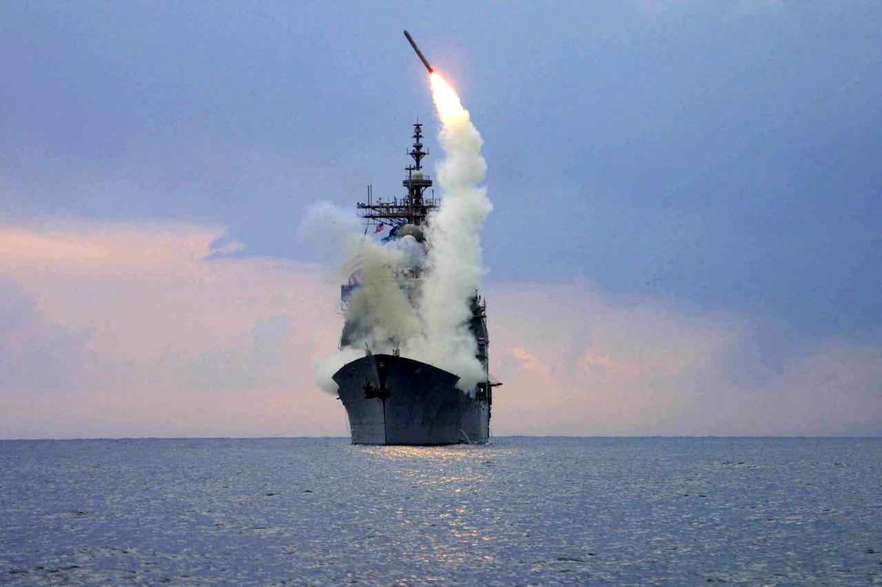 FILE PHOTO: A Tomahawk Land Attack Missile (TLAM) is launched from the guided missile cruiser USS Cape St. Georg..