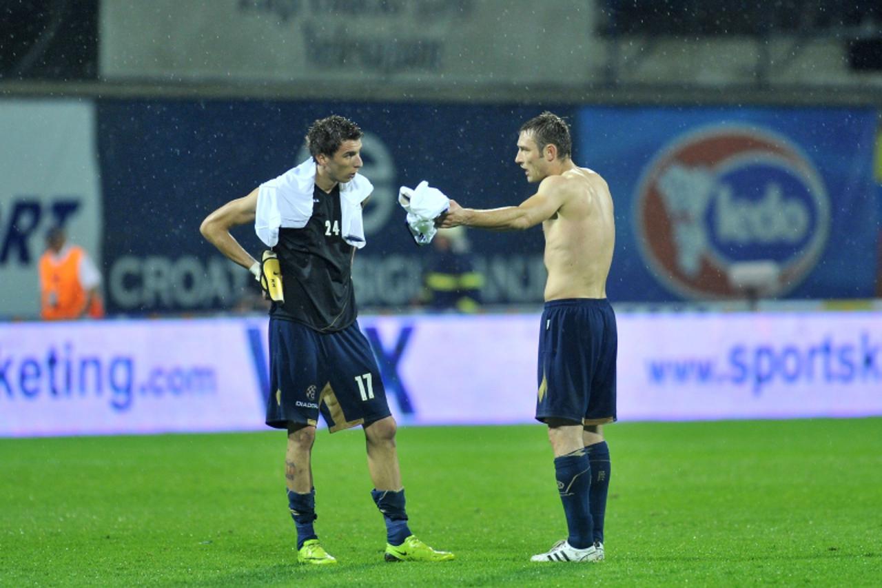 'sport 17.09.2009.,Zagreb, Maksimir ,UEFA Europska liga (Europa League), nogometna utakmica izmedju NK Dinamo Zagreb i RSC Anderlecht.MArio Mandjukic i Niko Kovac. Photo: Antonio Bronic/VLM'