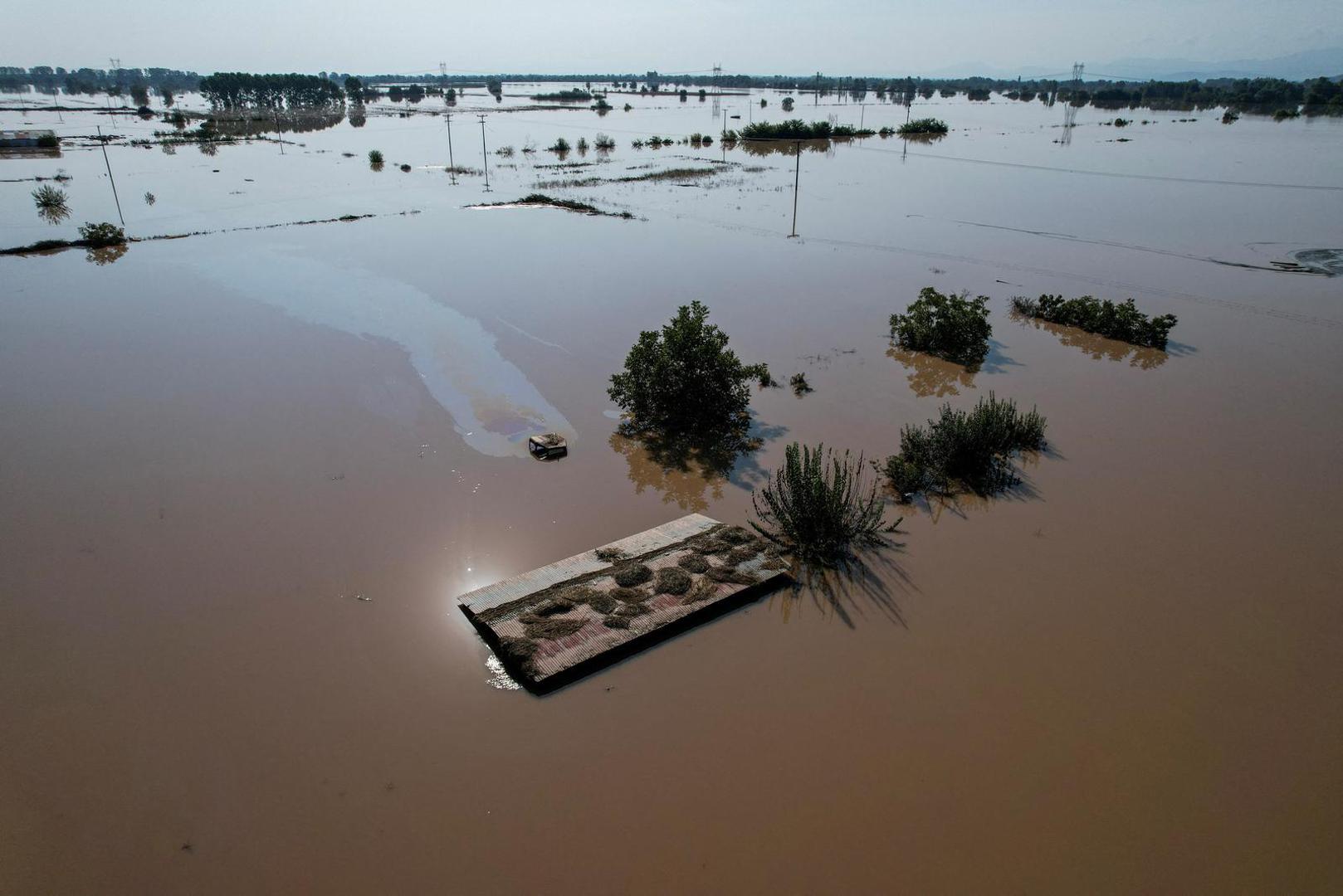 A flooded area is seen in the aftermath of Storm Daniel, in Megala Kalyvia, Greece, September 9, 2023. REUTERS/Giannis Floulis Photo: GIANNIS FLOULIS/REUTERS
