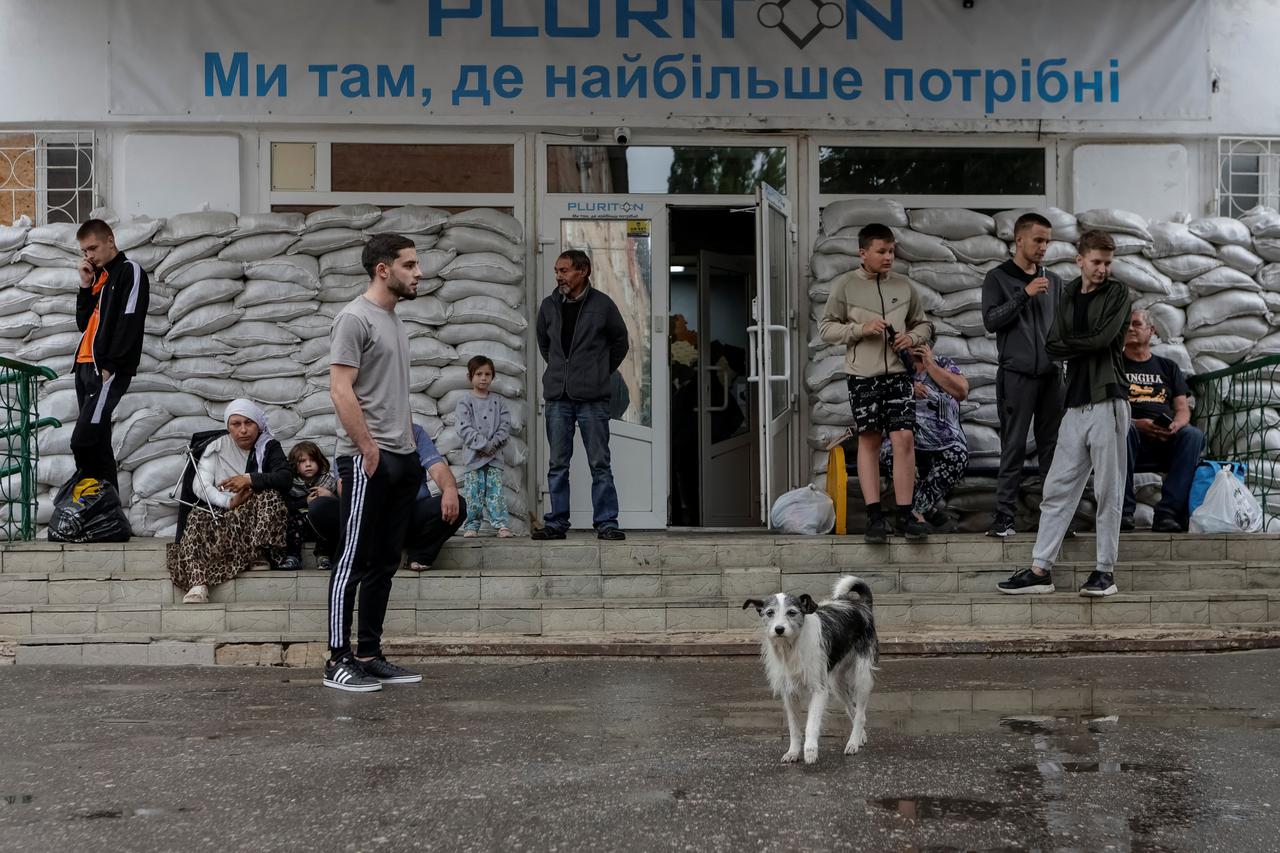 Mother of eight at a refugee centre in Sumy