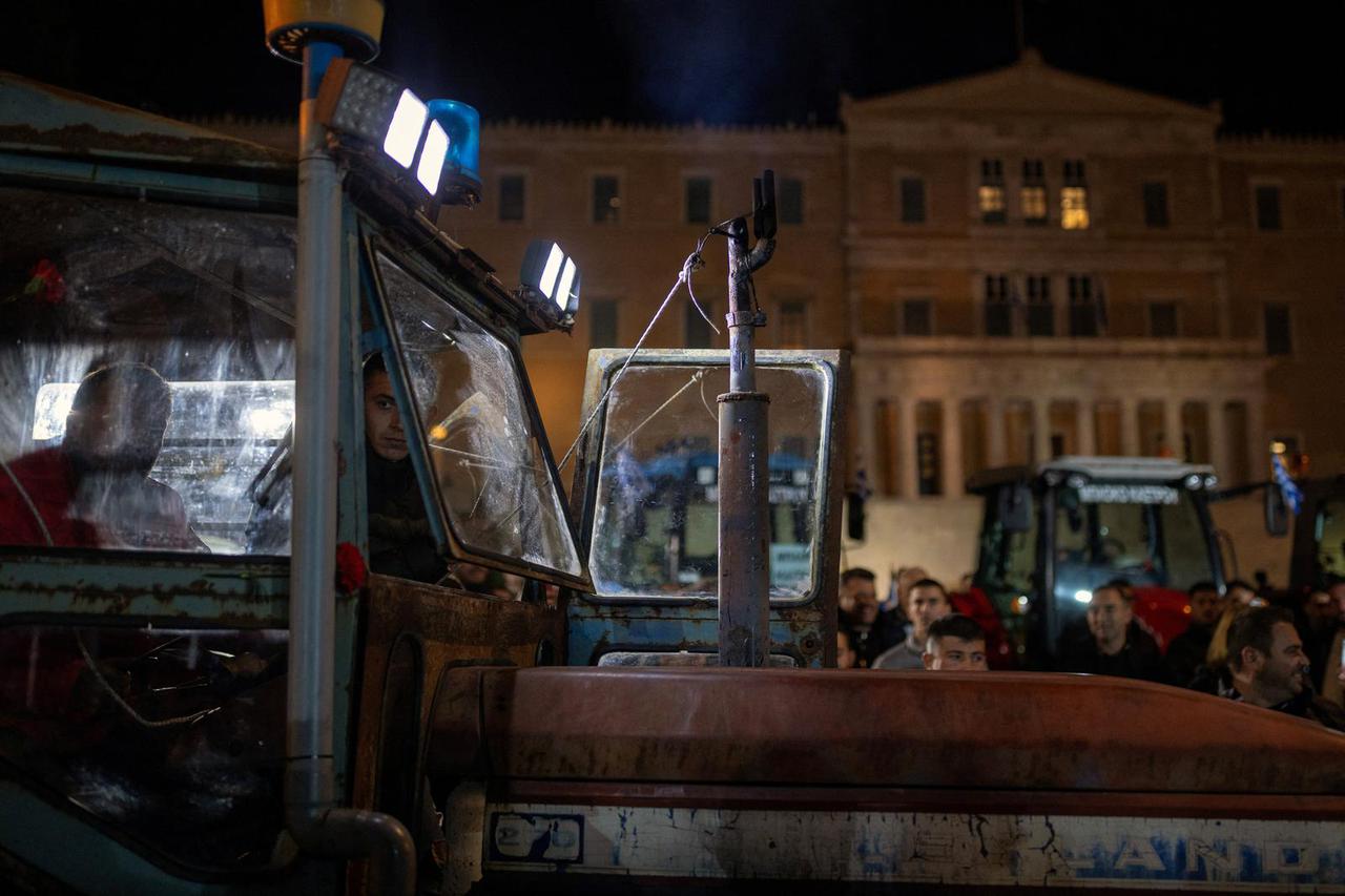 Greek farmers hold protest rally with tractors in Athens