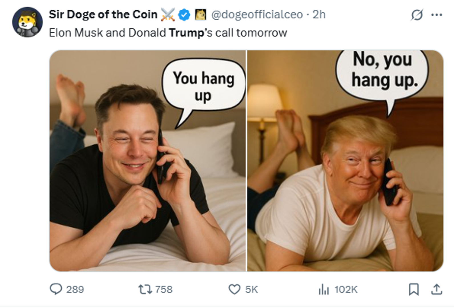 Njihovo neslaganje oko potrošnje ubrzo se pretvorilo u kaos nakon što je Trump napao Muska u svojim izjavama u Ovalnom uredu. Dok je Musk objavio niz poruka na X-u, Trump je zaprijetio raskidom državnih ugovora s tvrtkama u Muskovu vlasništvu koji je zauzvrat rekao da će njegova svemirska tvrtka "odmah povući iz uporabe svoju svemirsku letjelicu Dragon".
