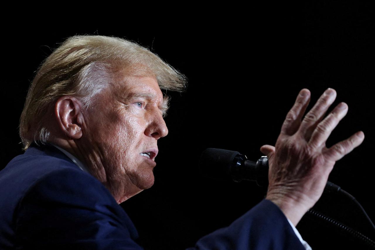 FILE PHOTO: Republican presidential candidate and former U.S. President Donald Trump holds rally in Richmond