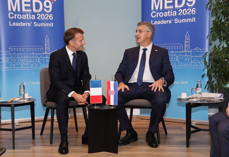 Split: EU MED9 - Bilateralni susret Andrej Plenković i Emmanuel Macron