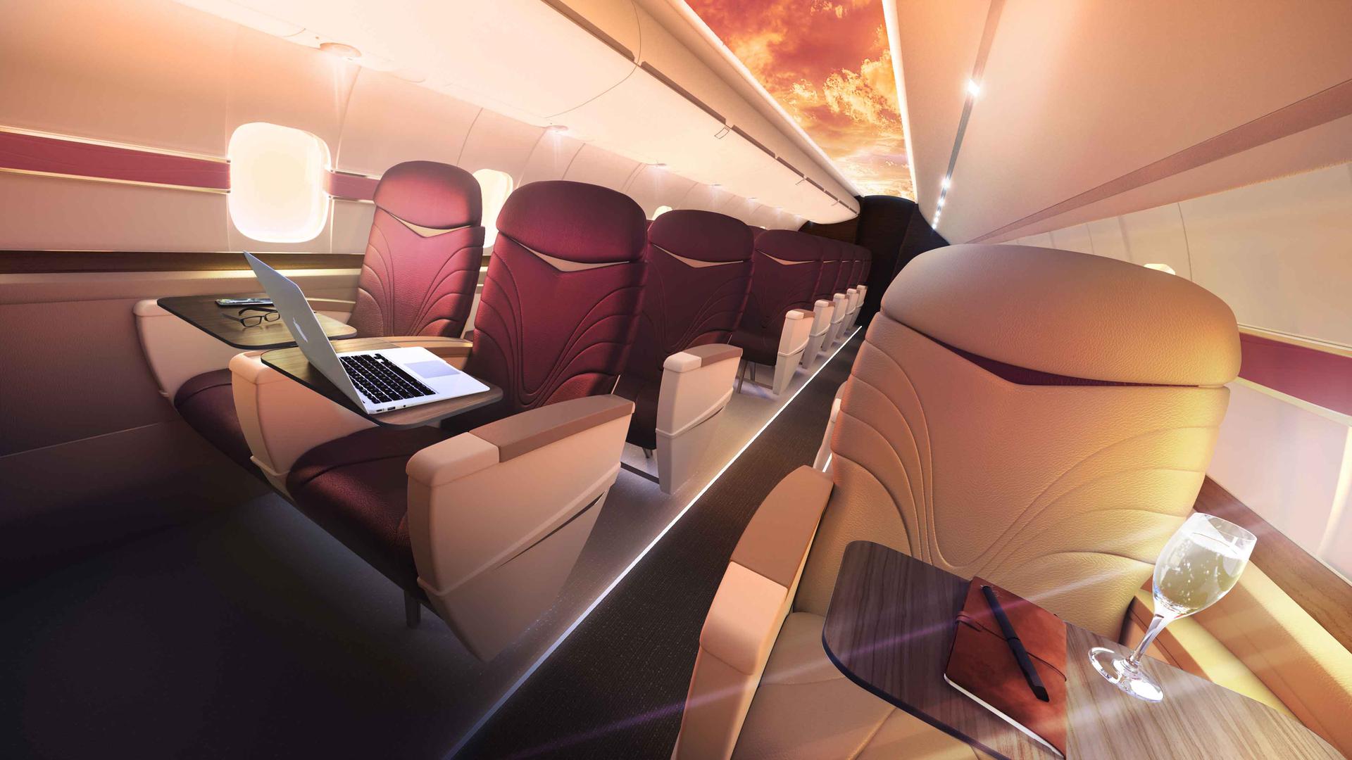 Njegovi zrakoplovi imaju 29 sjedala, od čega je osam u za one koji će doživjeti posebnu dozu luksuza. Prvi razred ima 21 sjedalo, a Wave razred osam sjedala i nudi posebnu dozu luksuza tijekom leta. Svim putnicima tijekom leta bit će omogućeno besplatan pristup brzom WiFi-u, korištenje iPada, HD ekrana, uživanje u virtualnoj stvarnosti i birana jela.  