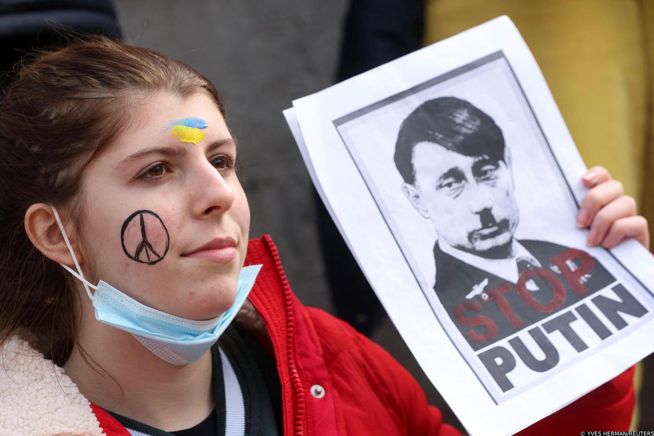 Protest in support of Ukraine amid Russia's invasion, in Brussels
