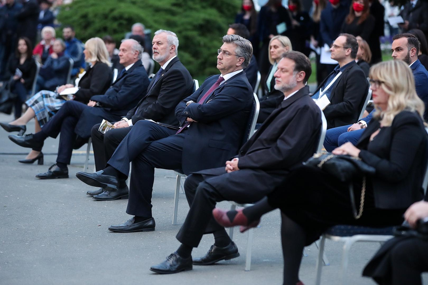 30.05.2020., Zagreb - Svecani koncert ispred HNK u povodu Dana drzavnosti. Ante Sanader, Andrej Plenkovic, Gordan Jandrokovic.Photo: Goran Stanzl/PIXSELL