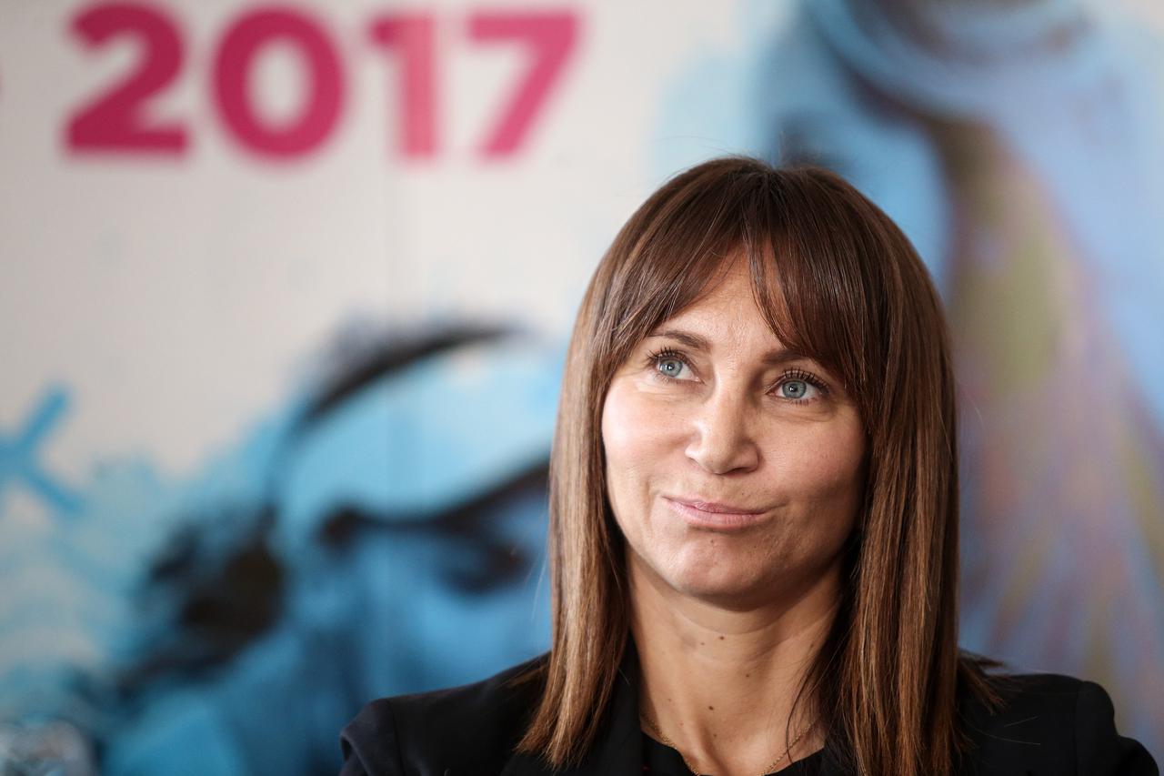 14.2.2017., Zagreb - Na konferenciji za medije u hotelu Esplanade najavljeno je novo izdanje Bol Open WTA teniskog turnira za zene koji ce se odrzati 05.-11.06. u Bolu na otoku Bracu. Iva Majoli. Photo: Petar Glebov/PIXSELL