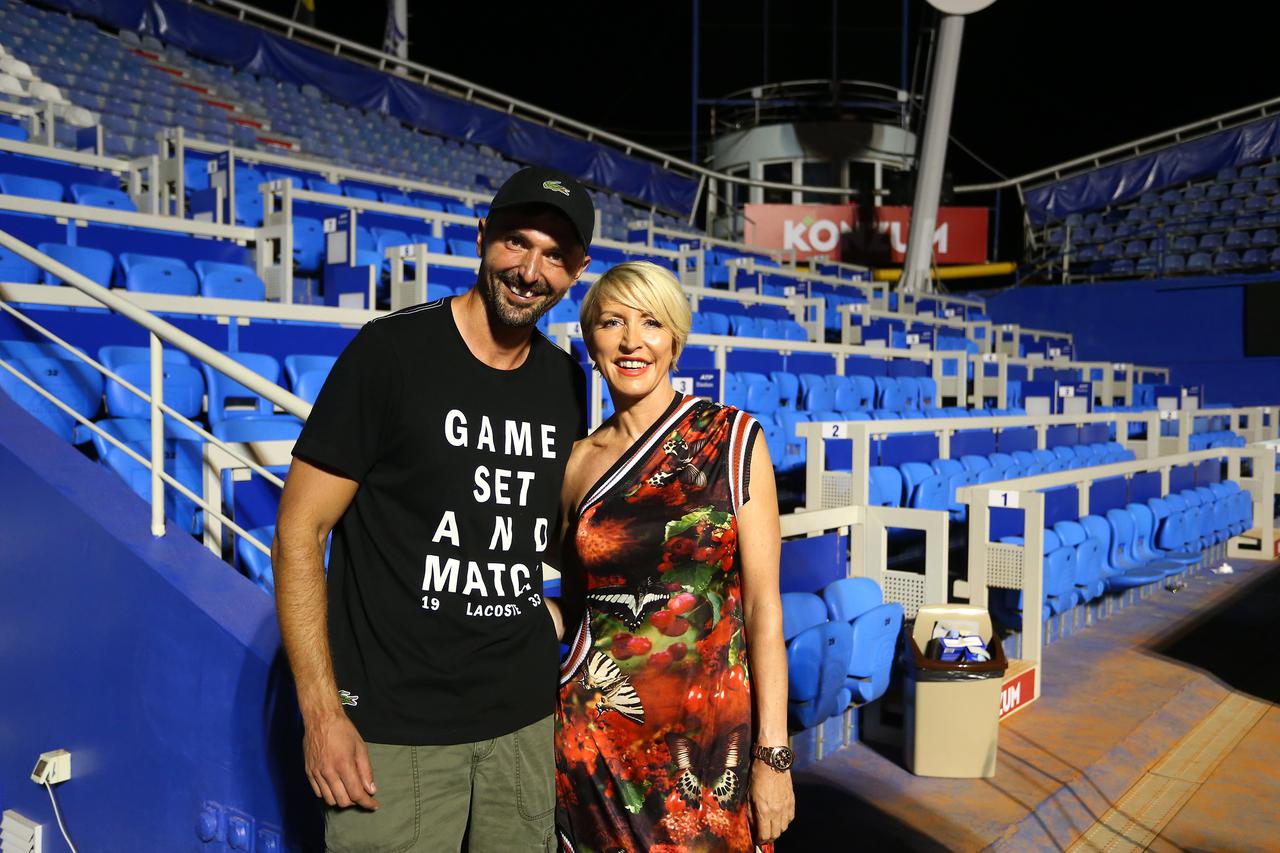 18.07.2015., Umag - Egzibicijski mec Goran Ivanisevic i prijatelji. Goran Ivanisevic, Heather Mills. Photo: Slavko Midzor/PIXSELL