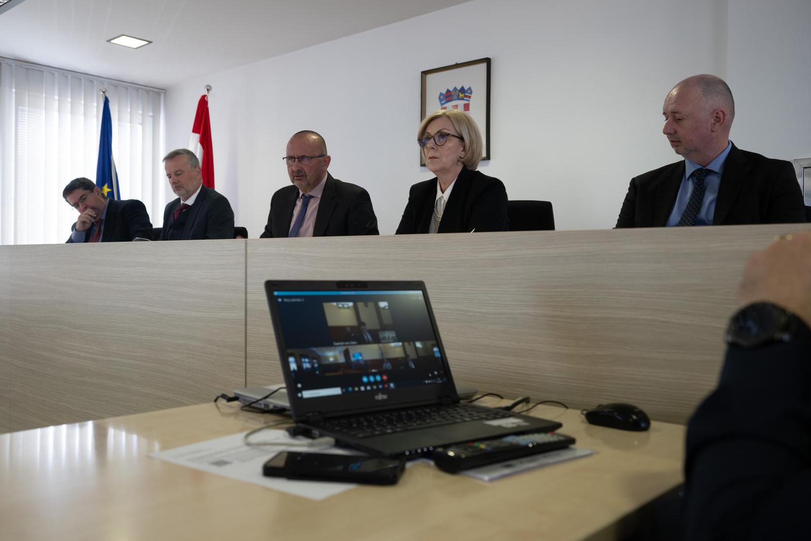 19.03.2025., Zagreb - Na Visokom kaznenom sudu odrzana je Sjednica vijeca o zalbama, Filip Zavadlav, kazneno djelo ubojstva, kazneno djelo dovodjenja u opasnost zivota i imovine opceopasnom radnjom i sredstvom i kazneno djelo nedozvoljenog posjedovanja, izrade i nabavljanja oruzja i eksplozivnih tvari. Zorislav Kaleb, Marijan Bitanga, Tomislav Jurisa, Sanda Jankovic, Leon Kovacic. Photo: Davor Puklavec/PIXSELL