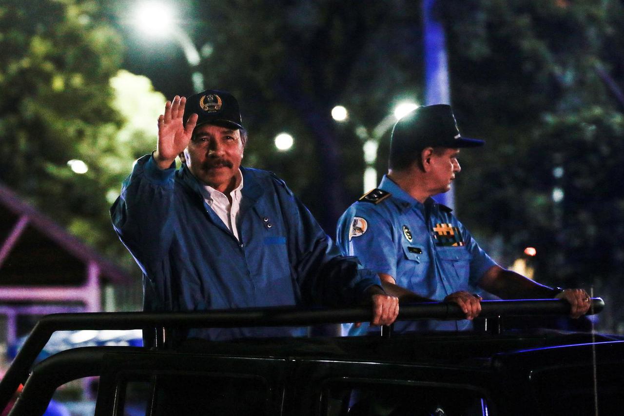 FILE PHOTO: Nicaragua's President Daniel Ortega takes part in a parade military to commemorate the 40th anniversary of National Police founding in Managua