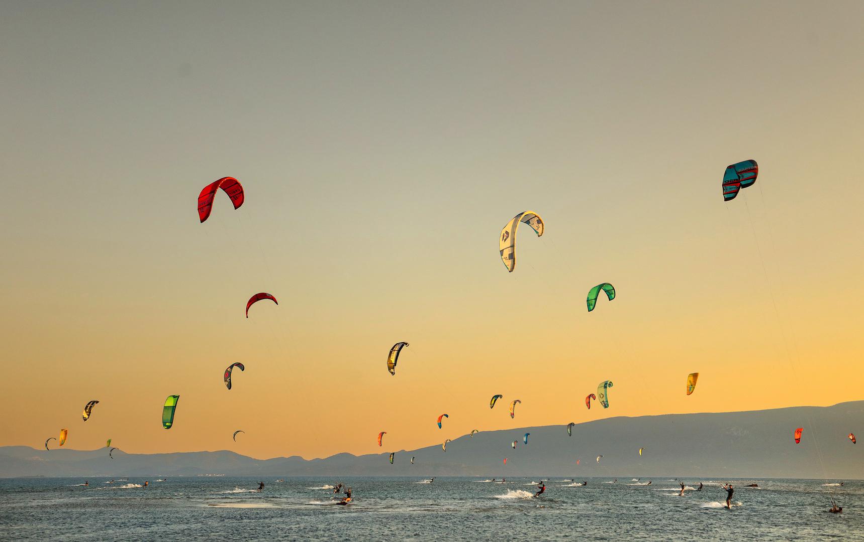 13.08.2023., Ploce - Kite surf na uscu Neretve. Photo: Emica Elvedji/PIXSELL