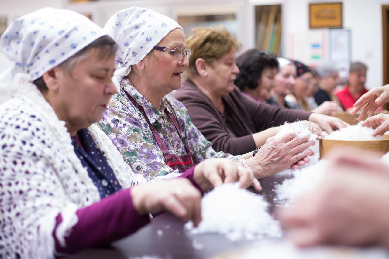 27.01.2017., Bestovje - Clanovi Zavicajnog drustva Zagorec prezentiraju stari tradicijski obicaj 'cehanja perja' cime nastoje ozivjeti zaboravljene obicaje svetonedeljskog kraja.  Photo: Davor Puklavec/PIXSELL