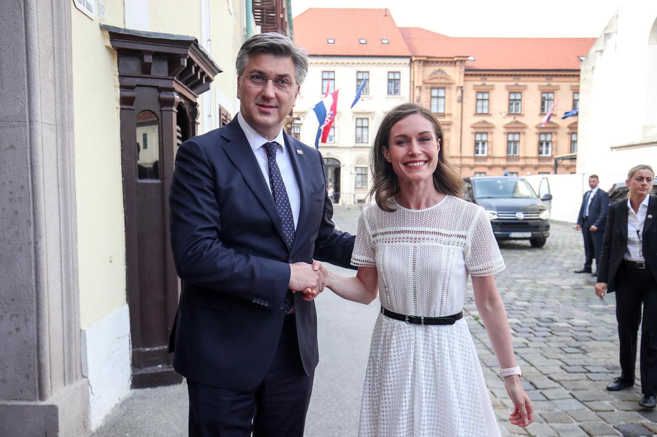 Zagreb: Andrej Plenković primio Sannu Marin, predsjednicu Vlade Republike Finske