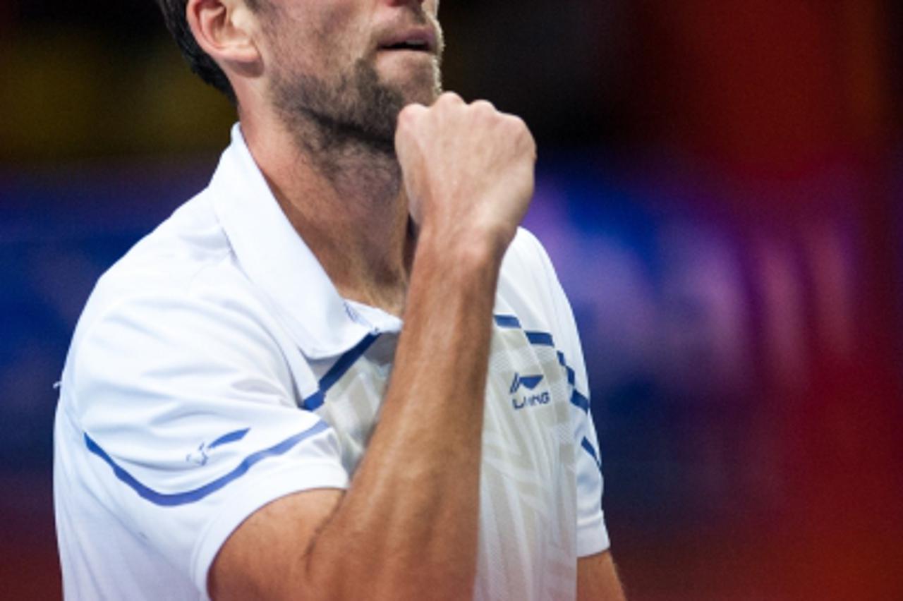 '05.02.2013., Dom sportova, Zagreb - ATP teniski turnir PBZ Zagreb Indoors 2013., Ivo Karlovic (CRO) - Grigor Dimirtrov (BUL).Photo: Daniel Kasap/PIXSELL'