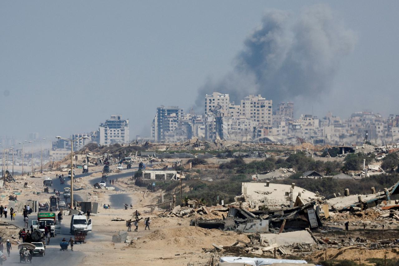 Smoke rises during an Israeli military operation in Gaza City