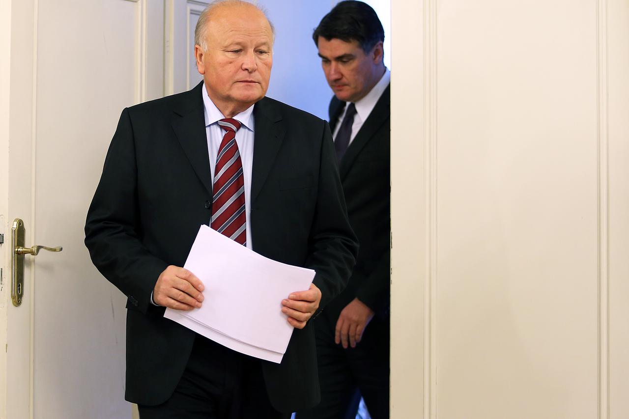 19.11.2012.,  Zagreb - Konferencija za novinare u Banskim dvorima na kojoj su premijer Zoran Milanovic i ministar Slavko Linic predstavili plan rebalansa proracuna. 