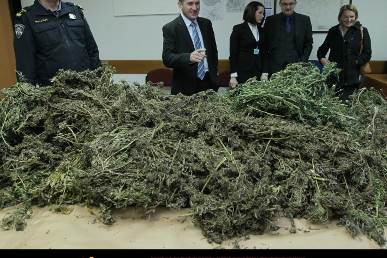 '19.11.2012., Koprivnica - Konferencija PU koprivnicko-krizevacke zbog zapljene vise od 30 kilograma marihuane. Policajci su uhitili trojicu muskaraca koji su novcem od prodaje ukradenih bicikala fina