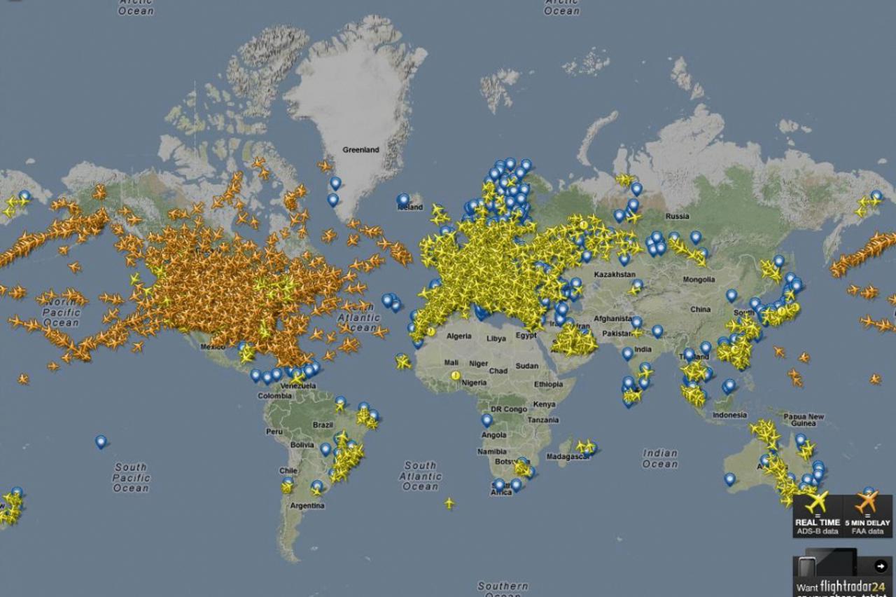 Karta svijeta, letovi, zrakoplovi (1)