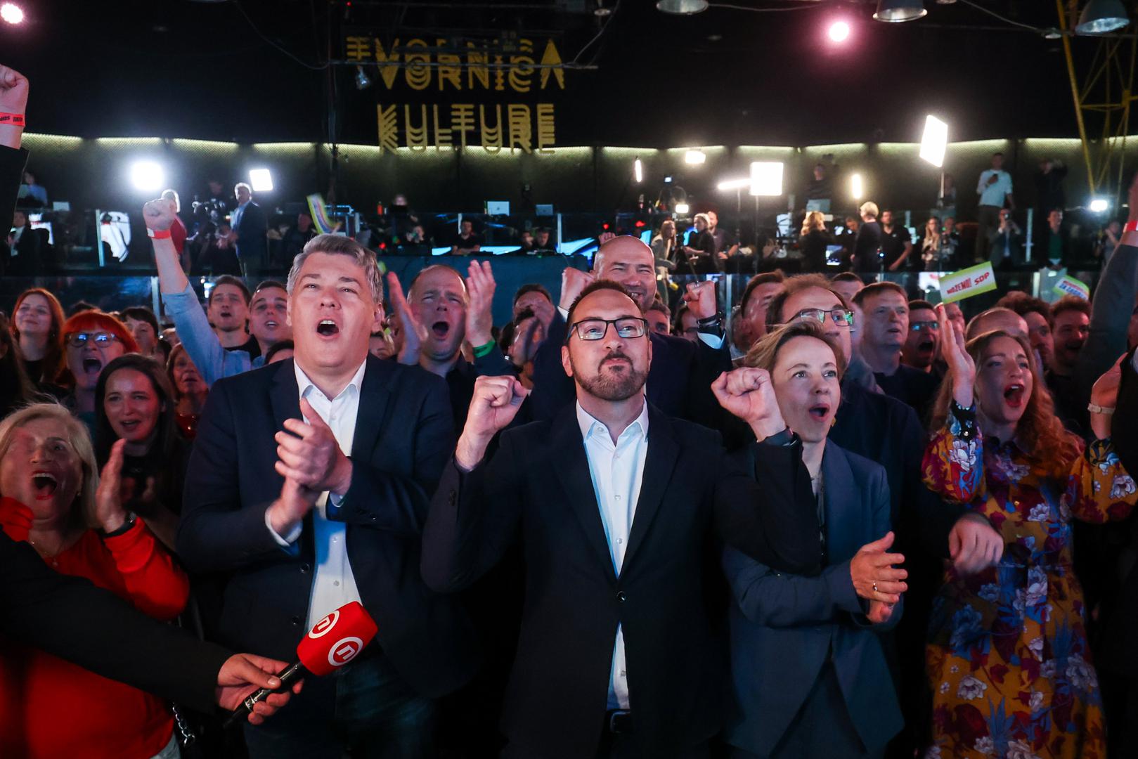 18.05.2025., Zagreb - Docek izbornih rezultata u izbornom stozeru stranke Mozemo! i SDP-a u Tvornici kulture. Photo: Igor Kralj/PIXSELL